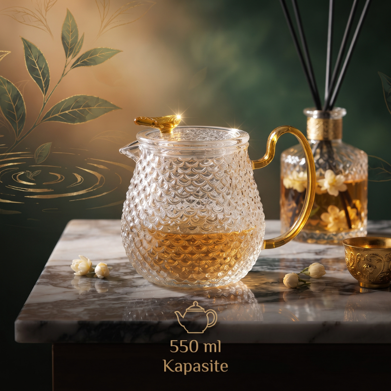 Şık Tasarımlı Cam Demlik - 550 ml - Borosilikat Cam - görsel 3